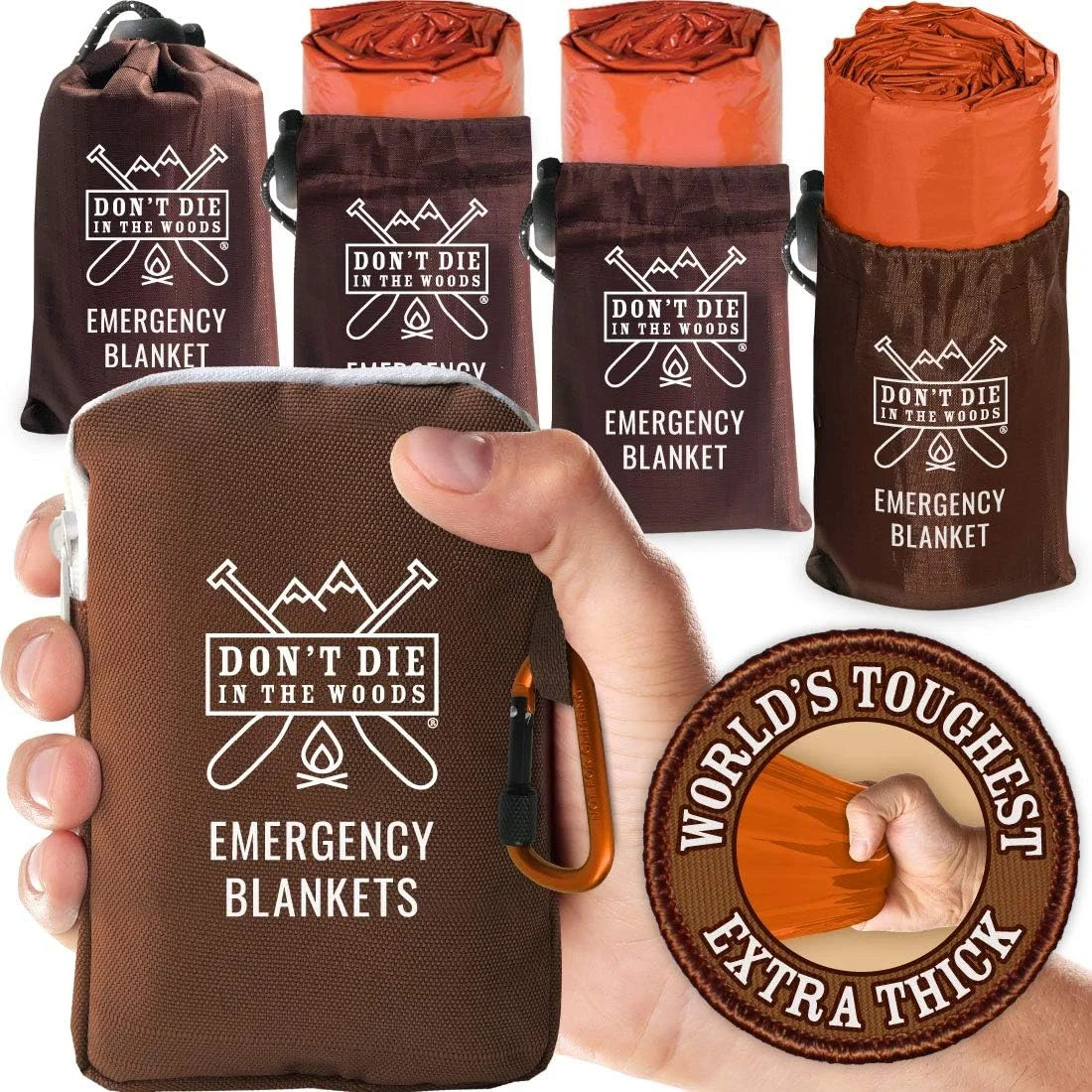 Don’t Die In The Woods – World’s Toughest Emergency Blankets [4-Pack] Extra Thic