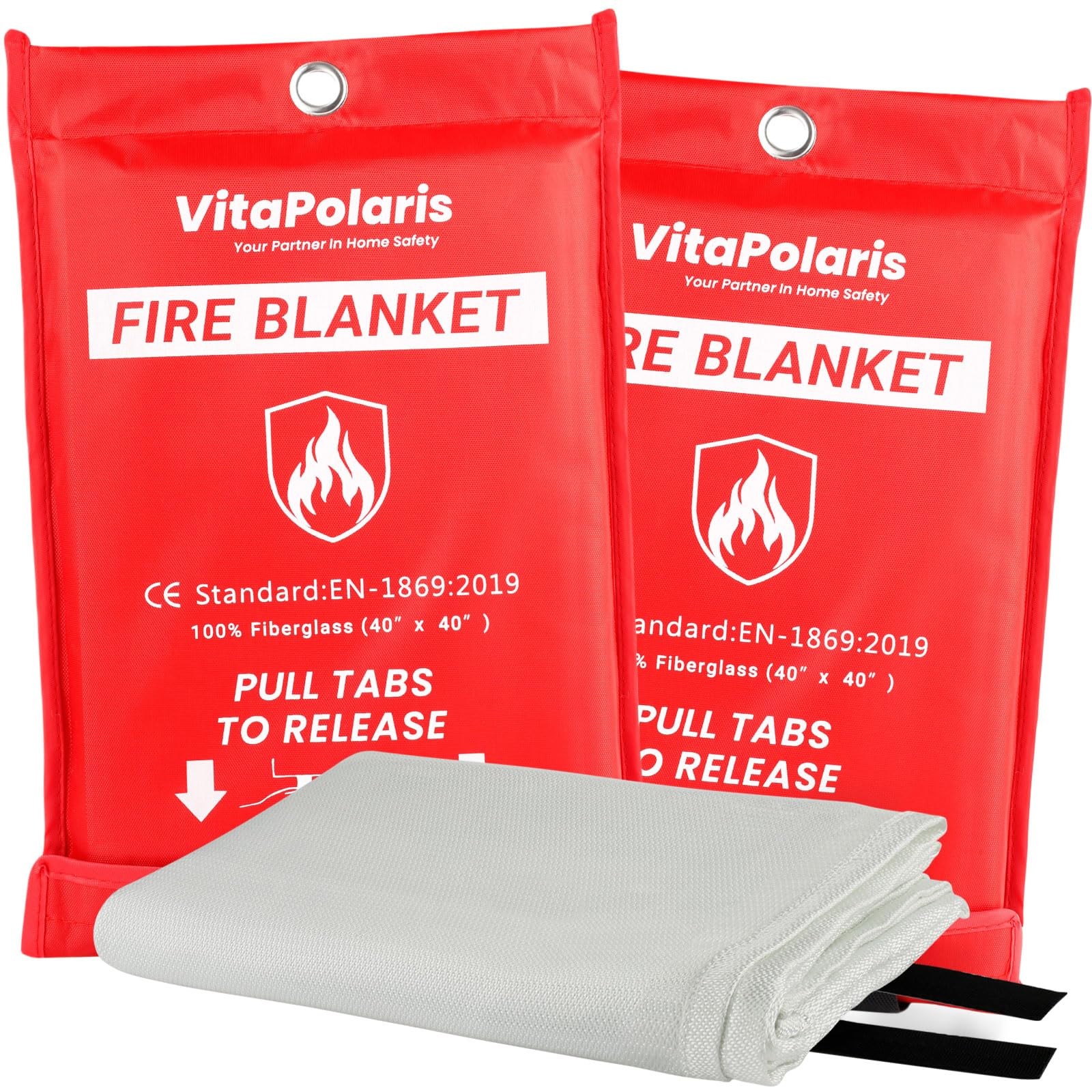 Heavy-Duty Emergency Fire Blanket, 2 Pack Fireproof Fiberglass Blanket for Kitc