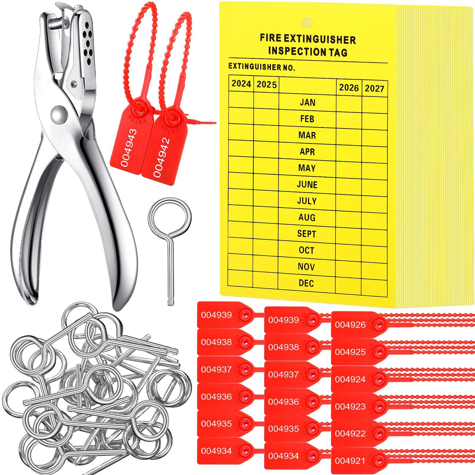 Monthly Fire Extinguisher Inspection Tags Set Including 2025-2028 Maintenance…