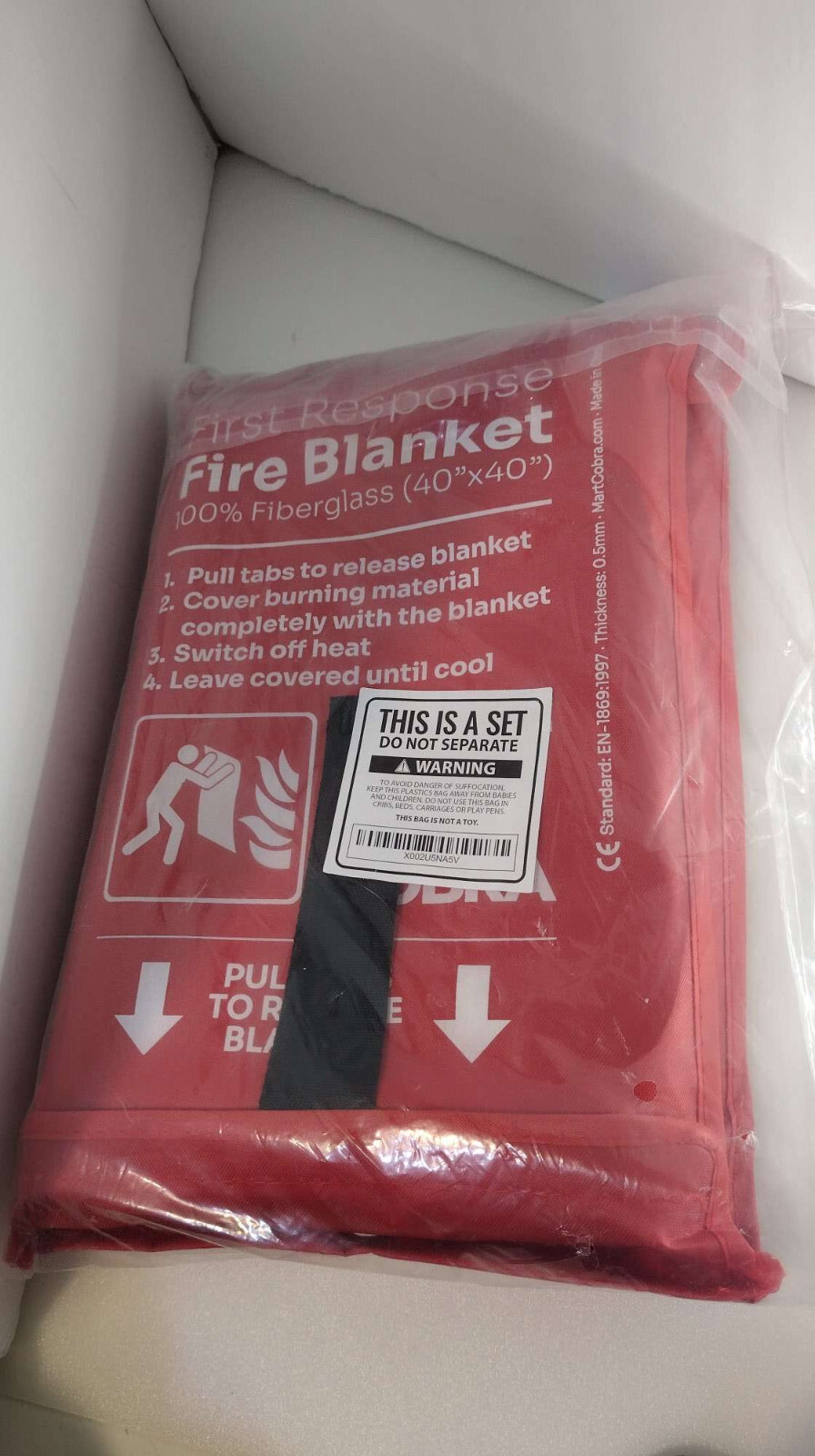 Lot 2 pcs New First Response Fire Blanket Fire Protection. 40”X40” New