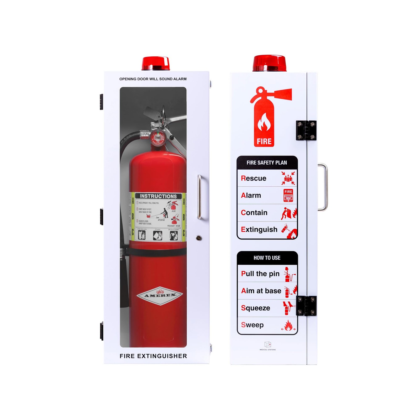 Outdoor 20 lb Fire Extinguisher Cabinet with Alarm Lock Breakable Acrylic
