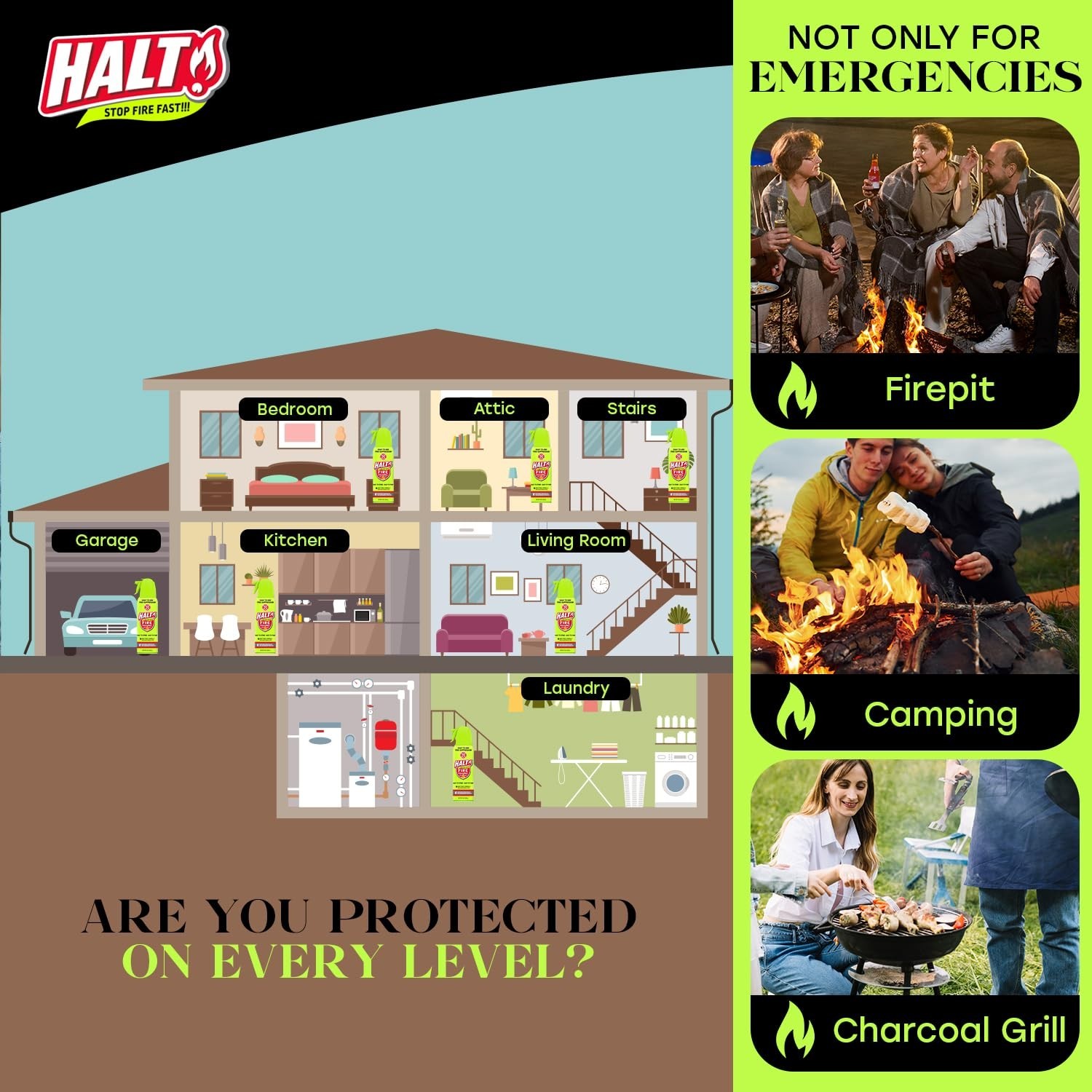 10oz Non-Toxic Fire Safety Spray – PFAS-Free Handheld Fire Suppressor, Portable