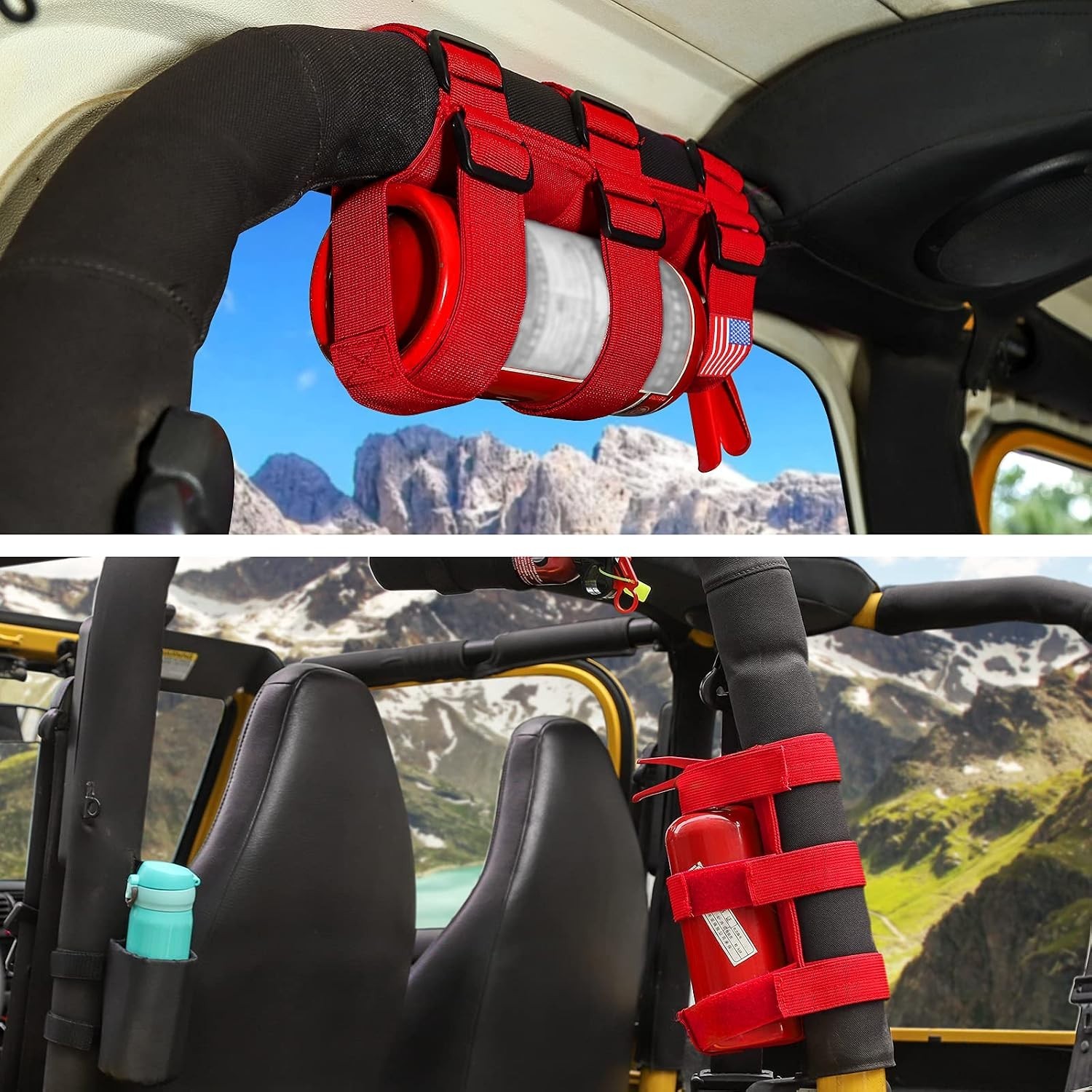 Adjustable Roll Bar Fire Extinguisher Mount Holder 3 lb for Jeep Wrangler Unl…