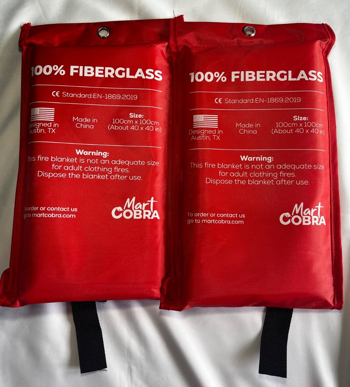 Mart Cobra Emergency Fire Blanket for Home and Kitchen. 40″x40″. Set of 2- NEW