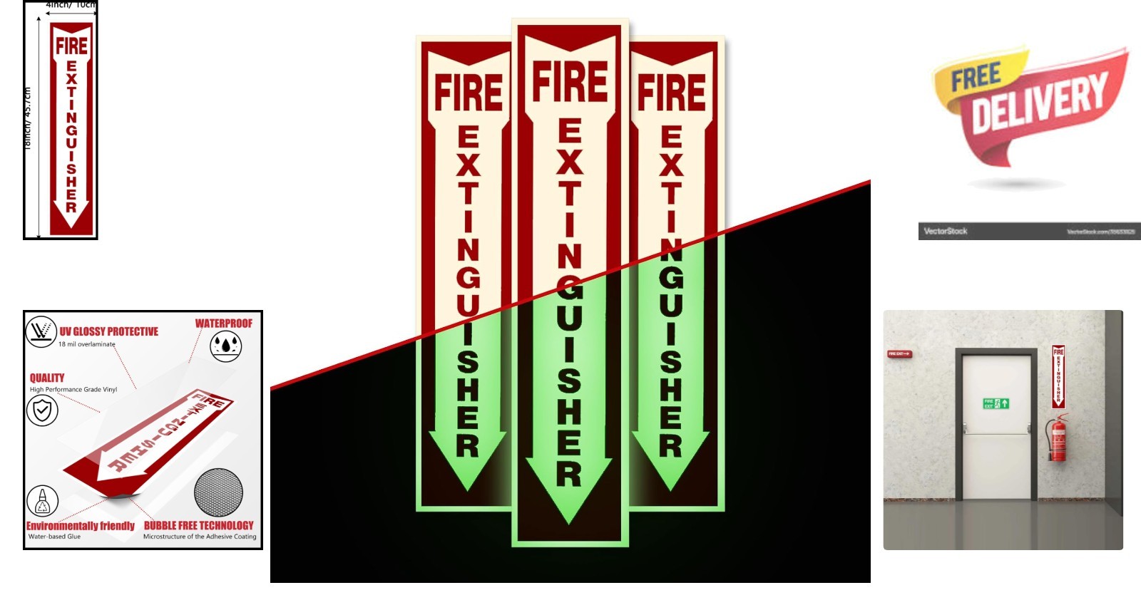 3 Pack Fire Extinguisher Stickers – Easy Application, Landscape Orientation