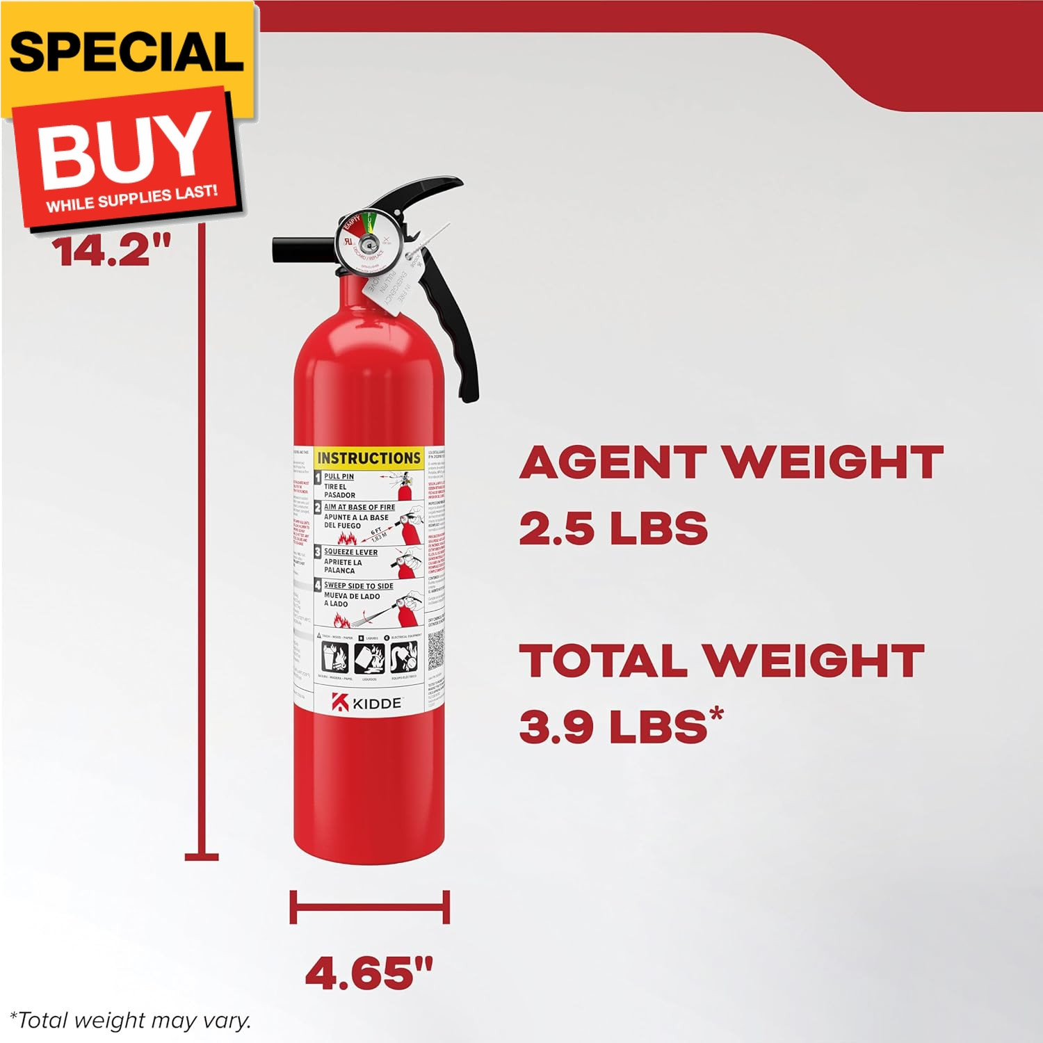 , FA110G, Multi Purpose Fire Extinguisher for Home, Office, Dorm, Residential, 1