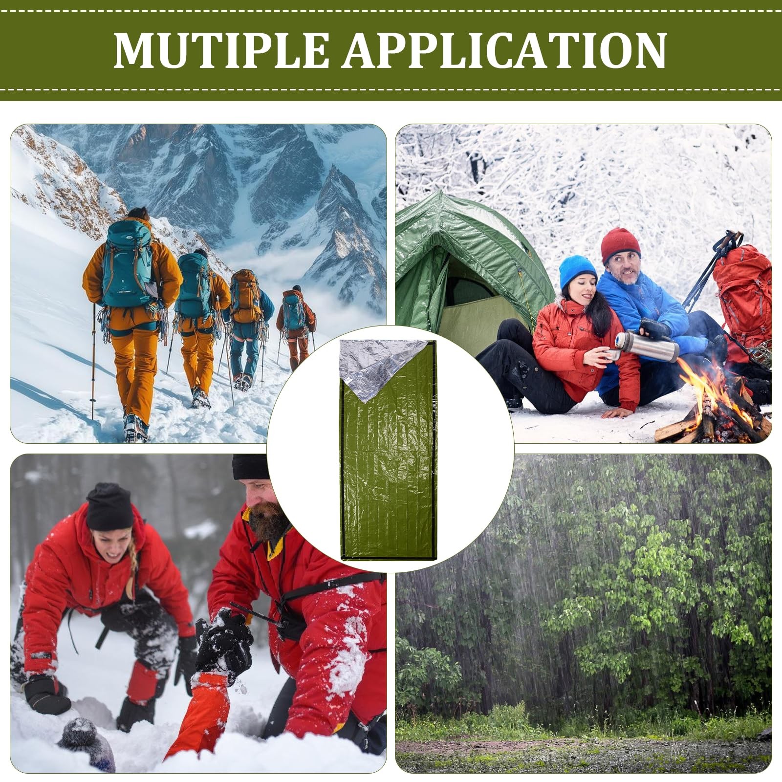 Emergency Sleeping Bag 2 Pack Portable Emergency Blanket for Survival Gear, T…