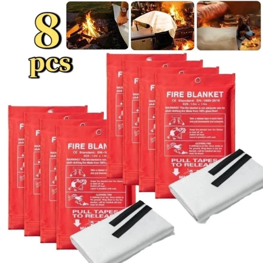 Emergency Fire Blanket for Kitchen and Home, 8Pack 39”x 39” Fiberglass Fire