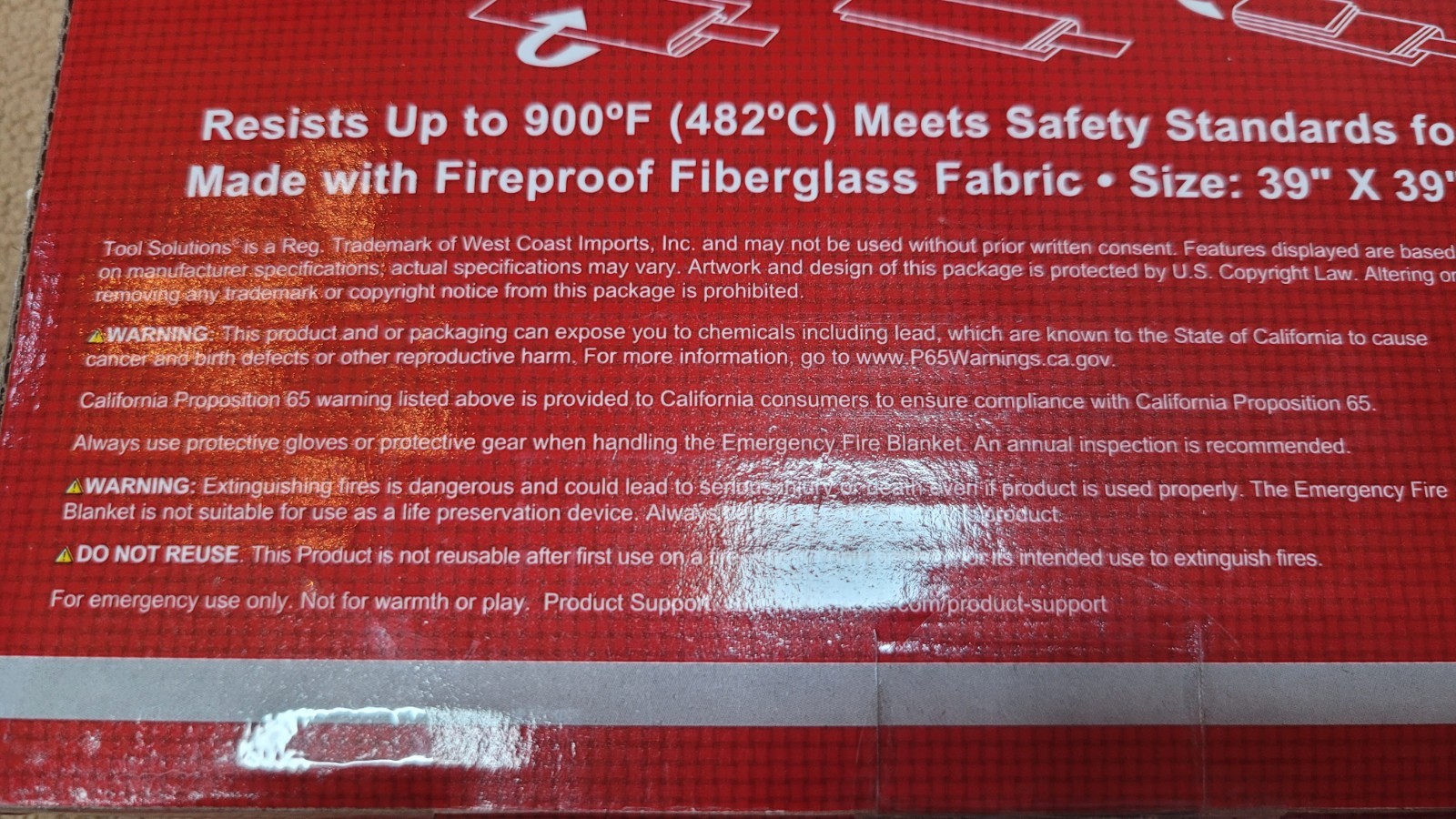 Emergency Fire Blanket 39” x 39” Kitchen Home Fiberglass Fireproof Heat Shield