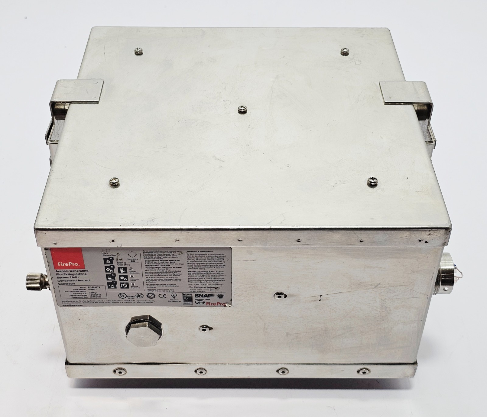 FirePro FP-3000TS Condensed Aerosol Fire Extinguishing Generator Stainless Steel