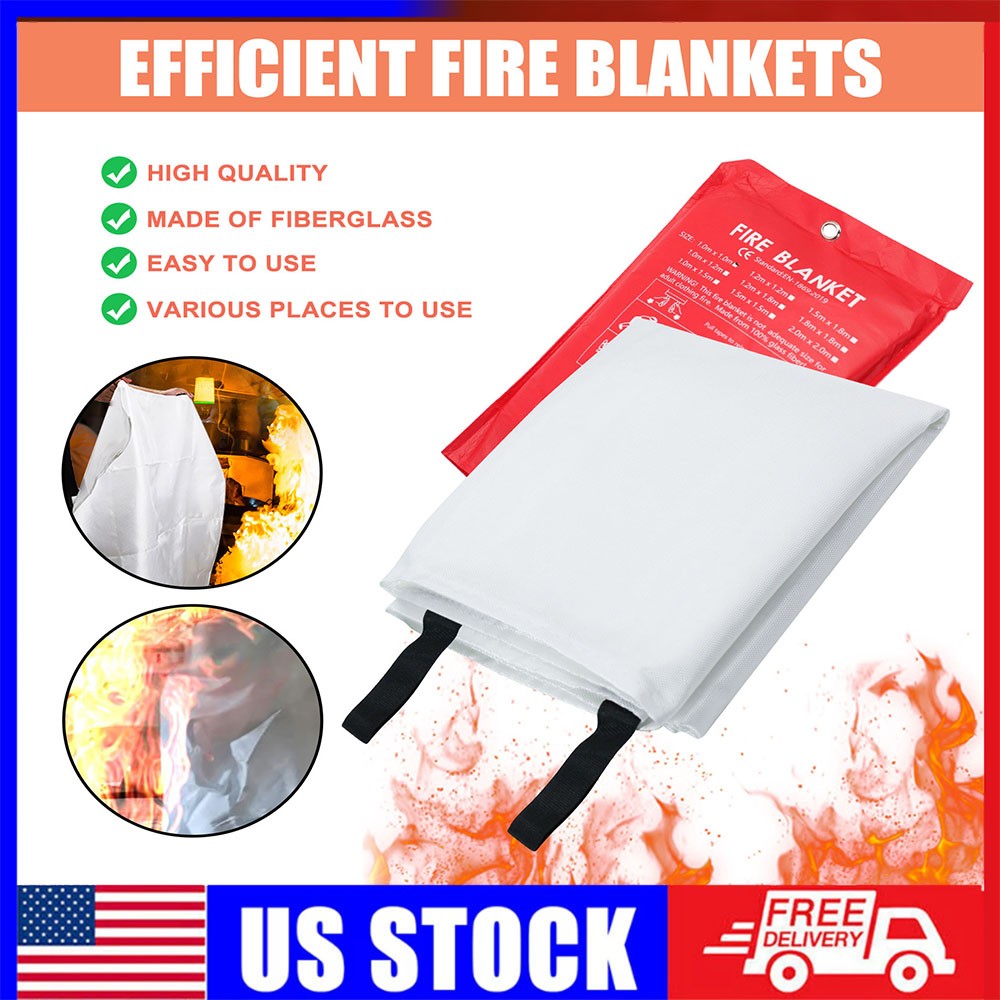 FIRE BLANKET Fiberglass Emergency Home Office Retardant Prepared 39”x39”,LARGE