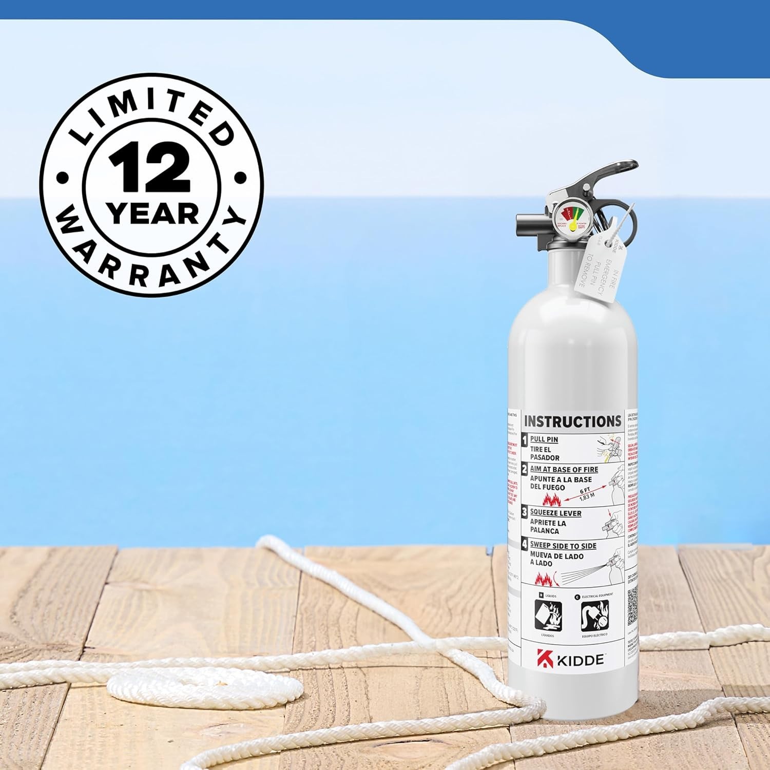 Kidde Fire Extinguisher for Boats Marine 5BC USCG Approved Aluminum Stainless