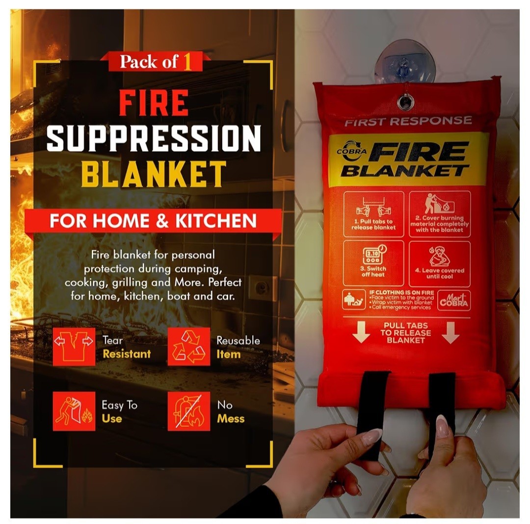 Mart Cobra Emergency Fire Blanket-1 Pk.-40″x40″-Suppression Shield-NEW