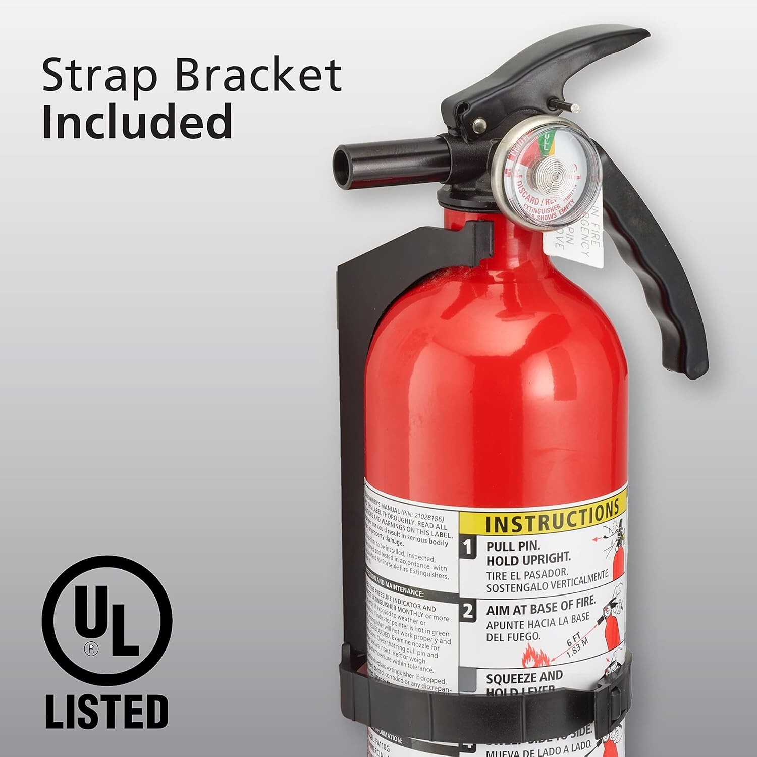 Fire extinguisher set (2-pack), 1-A:10-B:C rating, dry chemical, with brackets.