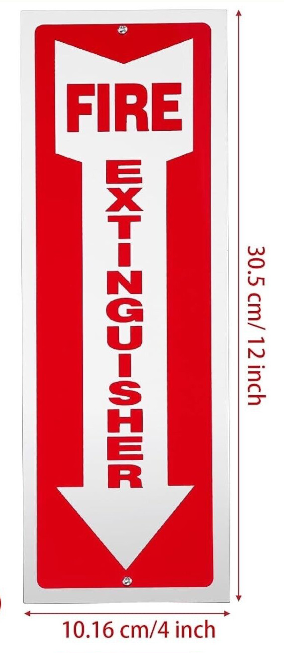 ✅🔥🧯5,Lot-4″ X 12″ Aluminum Fire Extinguisher Sign Fade Resistant, Rust Free🧯