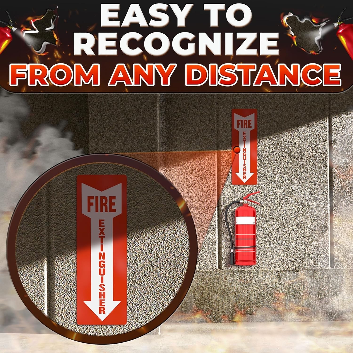 24 Pack Fire Extinguisher Signs – 4×12 Inch Vinyl Signs | Waterproof & Fade-Resi
