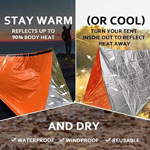 Emergency Thermal Sleeping Bag, Survival Bivvy Sacks Blanket with Whistle, Wa…