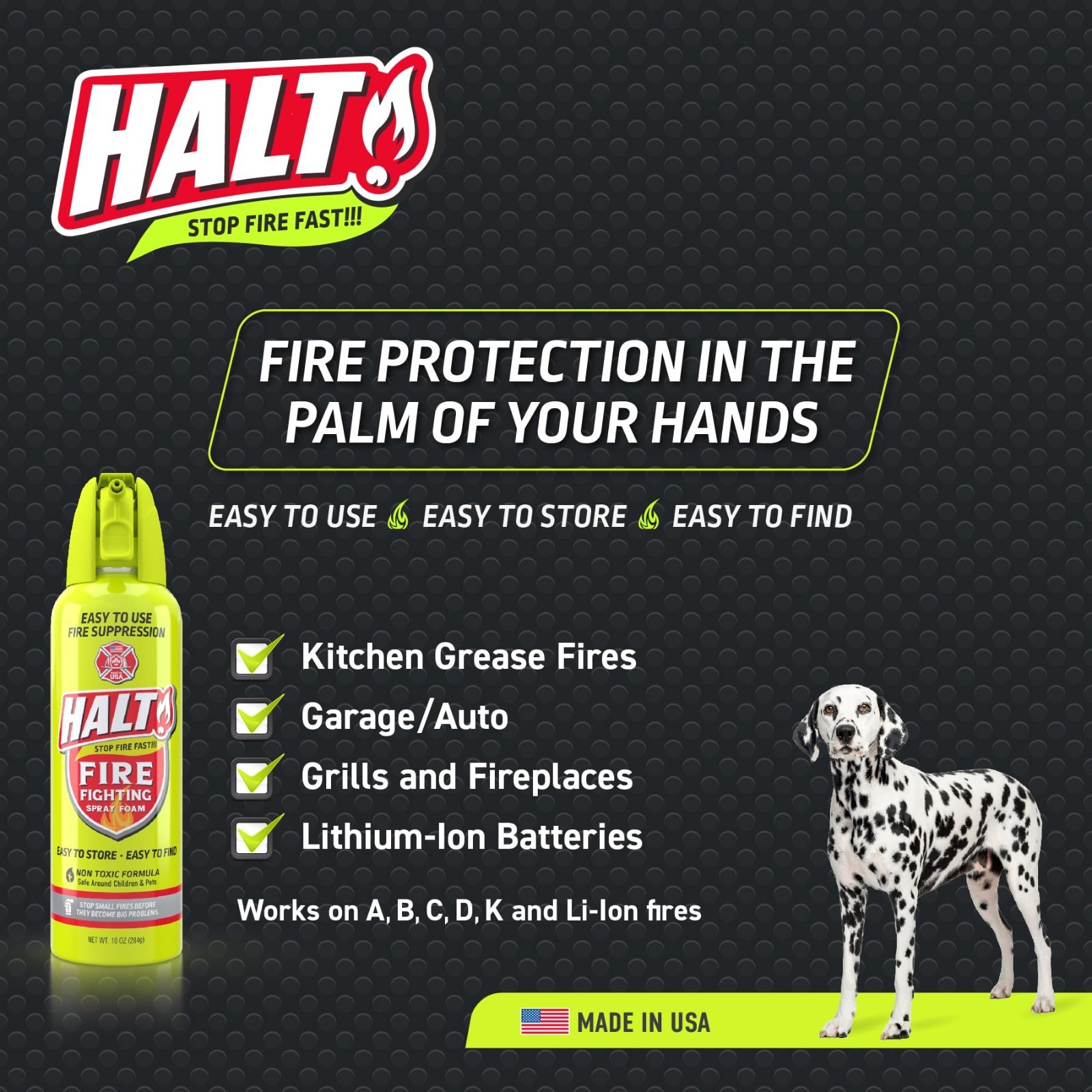 10oz Non-Toxic Fire Safety Spray – PFAS-Free Handheld Suppressor, Compact & Port