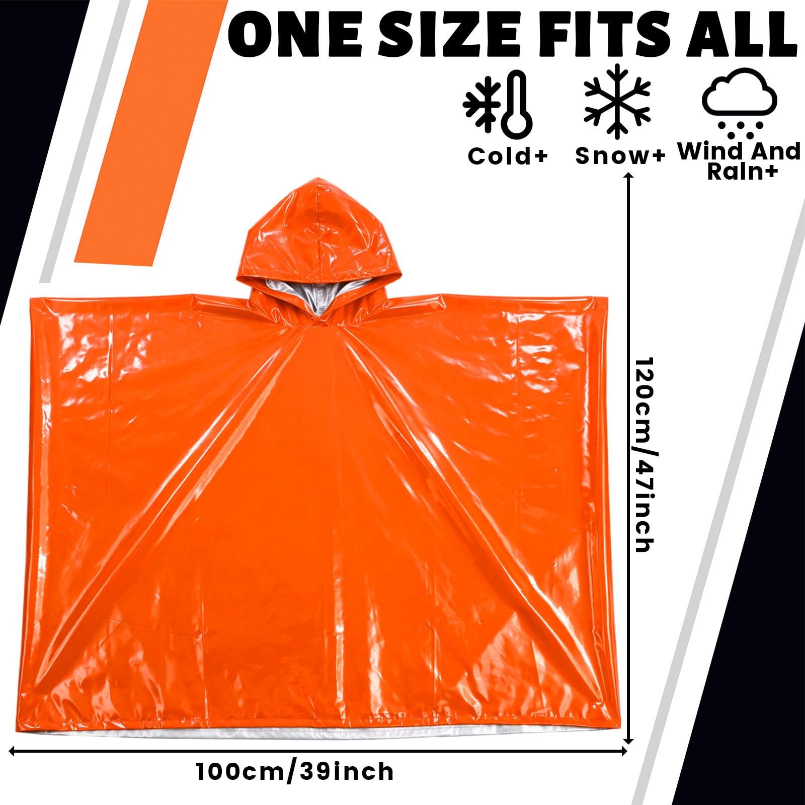 10 Pack Emergency Ponchos with Polyester Film Blanket Liner Waterproof Windpr…