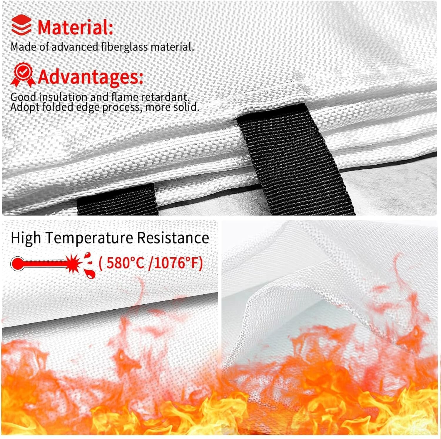 High Heat Resistant Emergency Fire Blanket for Home & Kitchen