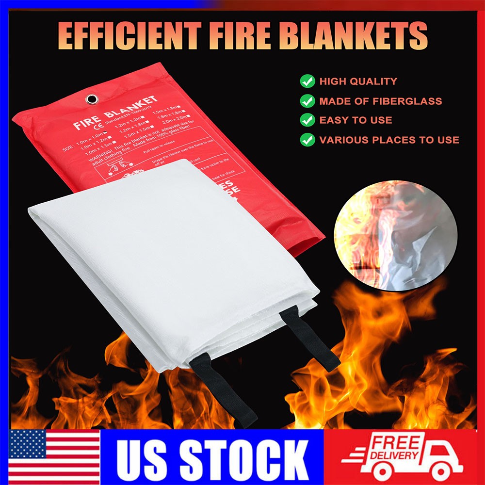 FIRE BLANKET 39”x39” Large Retardant Fiberglass Blanket Prepared Emergency US