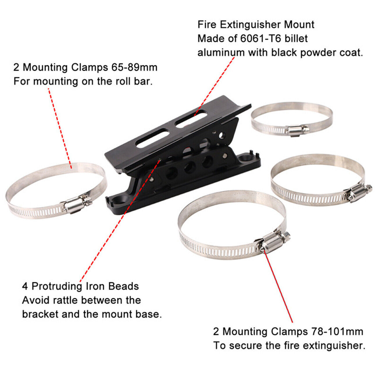 Car Fire Extinguisher Mount Bracket Adjustable Black For UTV Jeep Wrangler JK JL