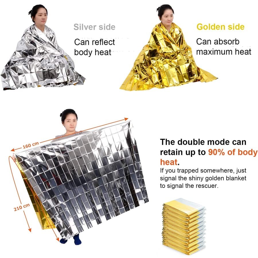 ISOP Rescue Blanket Gold & Silver | 11 Units Large Size 82 x 63 in | Emergenc…