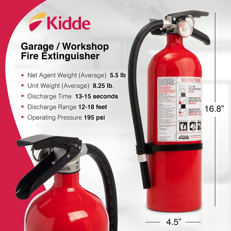 Fire Extinguisher UL Rated 3A40BC Dry Chemical ABC Garage Workshop Safety Tool