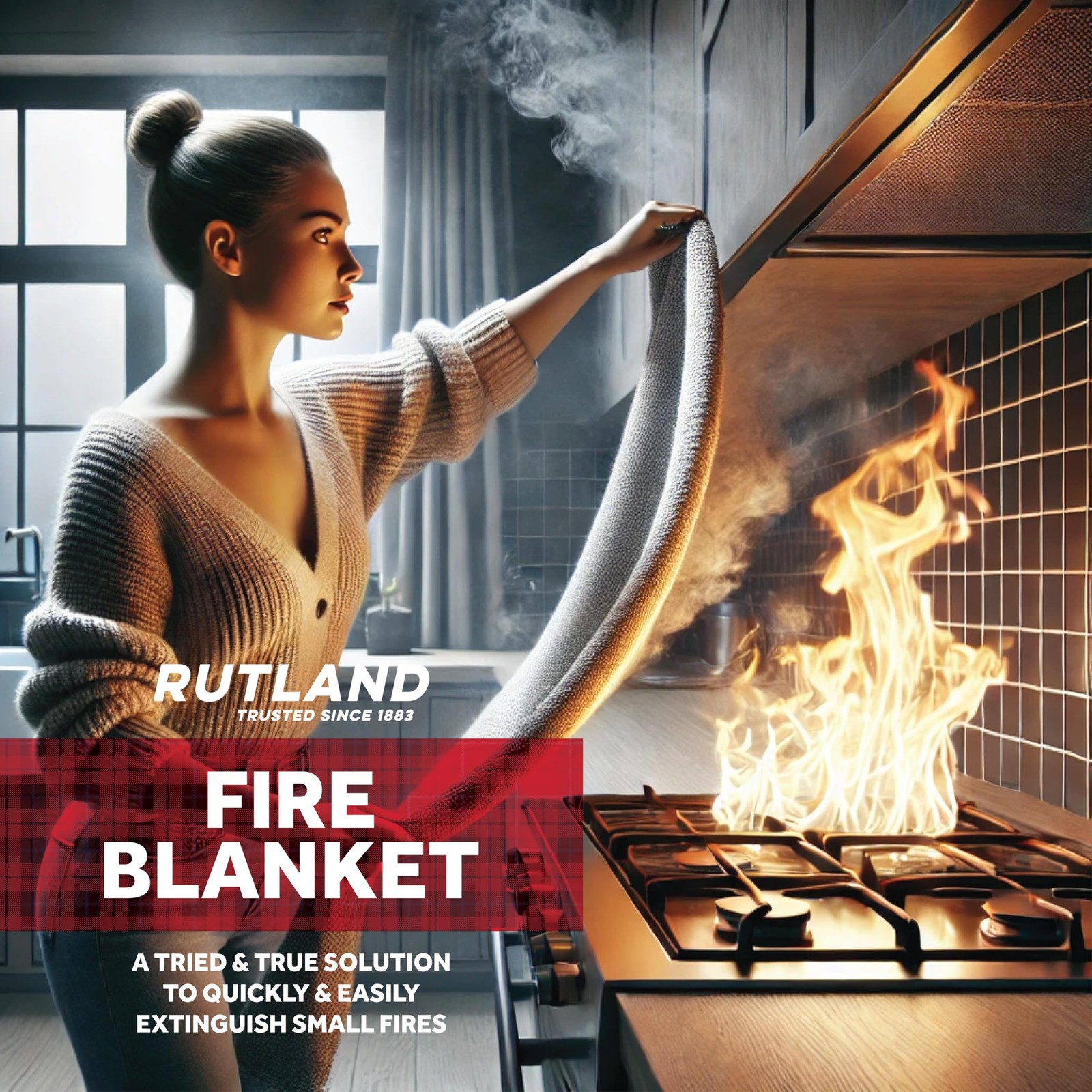Rutland Fire Blanket for Home and Kitchen Emergency – 1 Pack, 40″ x 40″ – Fib…