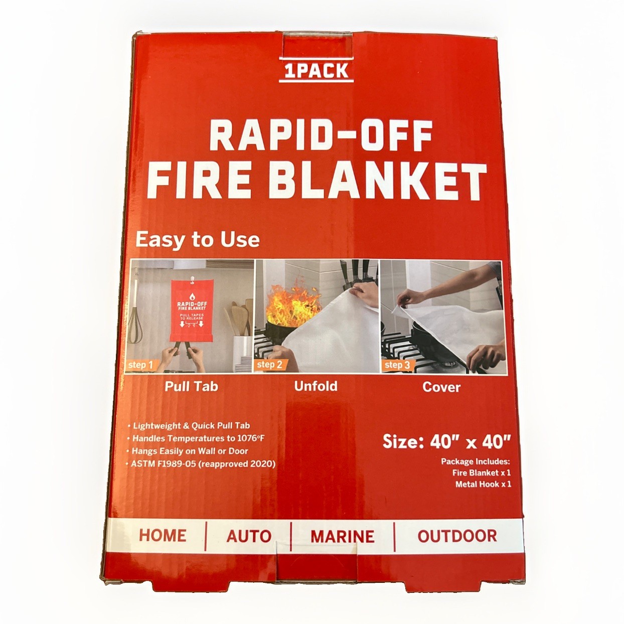 Rapid Off Fire Blanket 40”x40” Home Auto Marine Outdoor use 4-pack