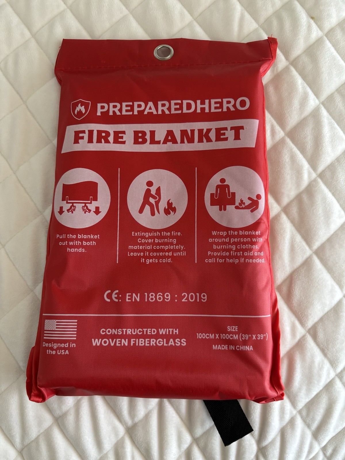 Prepared Hero Emergency Fire Blanket 1 Pack 39×39 In With easy Pull Tapes