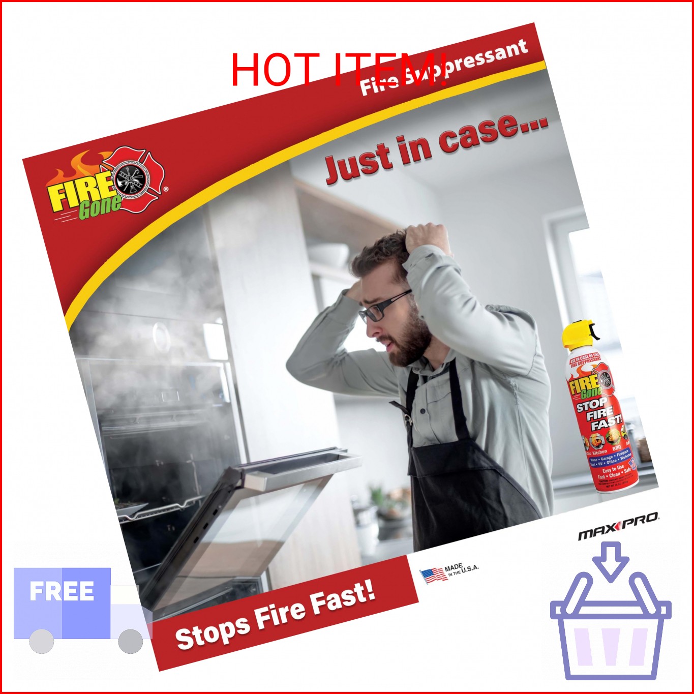 Fire Gone 2NBFG2704 White/Red Fire Suppressant Canisters – 16 Ounce, (Pack of 2