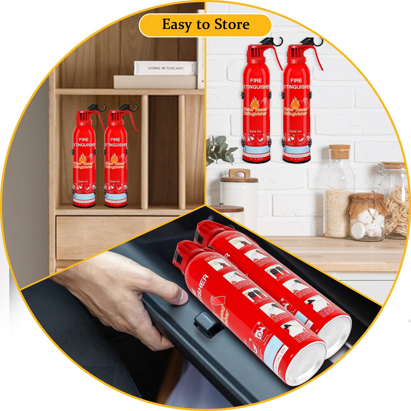 2 Pack Fire Extinguisher with Mount 8 In 1 for House Car Kitchen Vehicle Camping