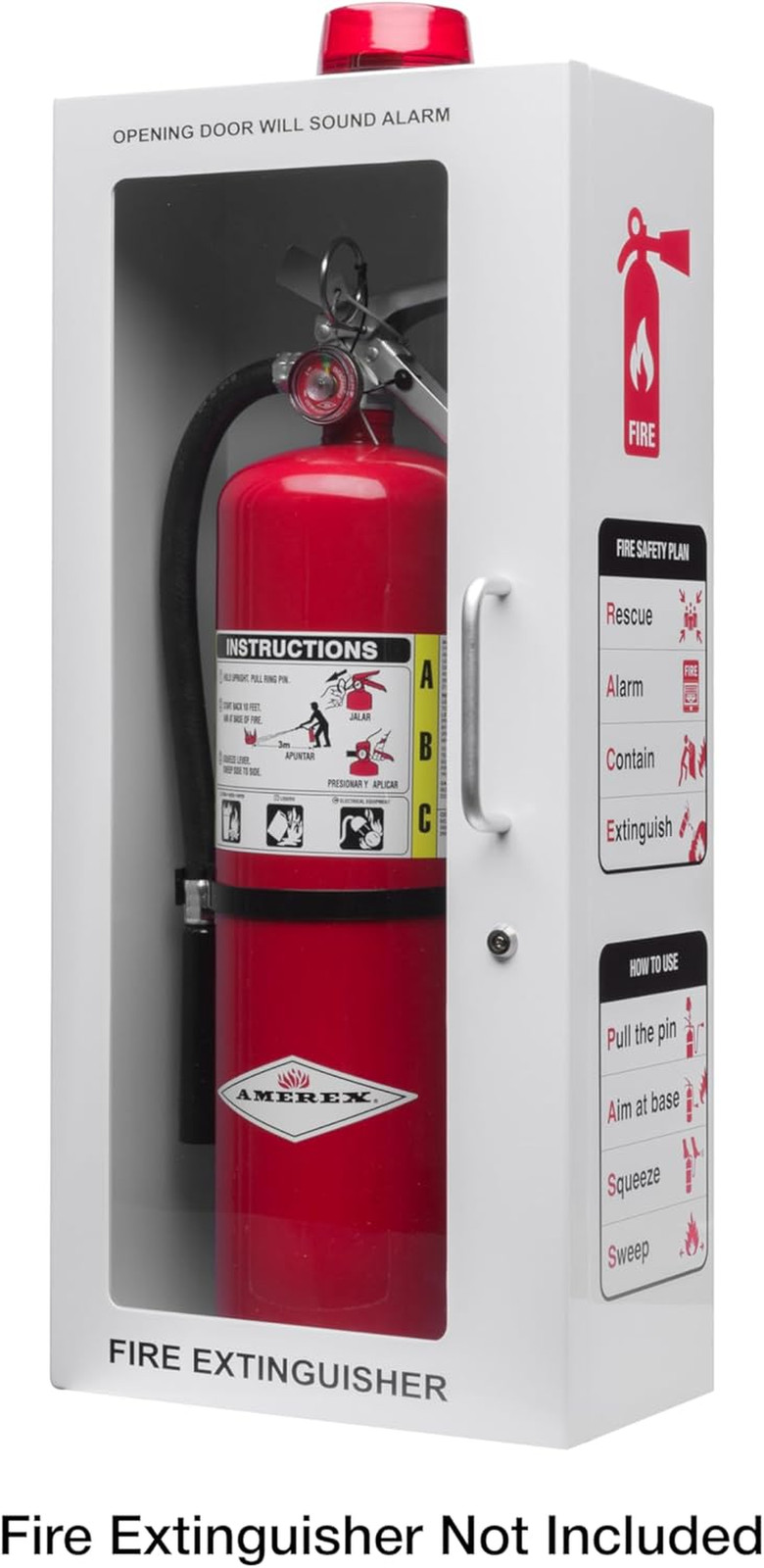 10 Lb Fire Extinguisher Cabinet with Alarm, Lock, & Breakable Acrylic Window | W
