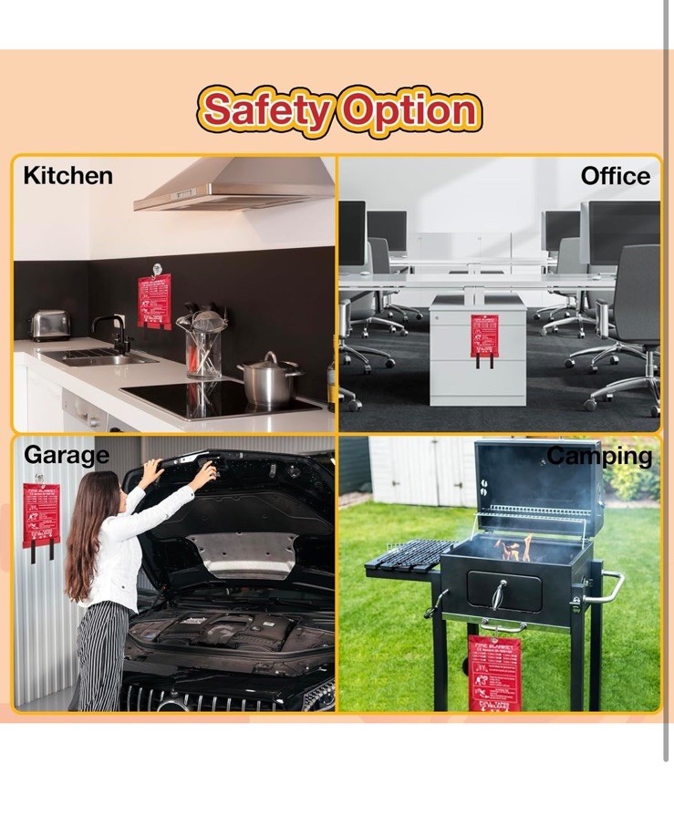 10 Pack Fire Blanket Emergency for Home Kitchen, 39 x 39 Large Emergency Fire