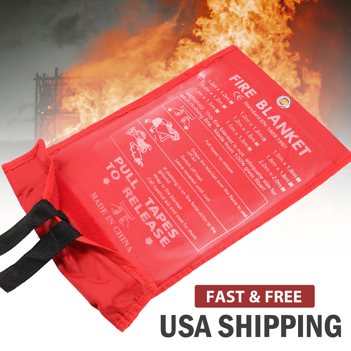 X Large Fire Blanket Fireproof For Home Kitchen Office Caravan Emergency Safety