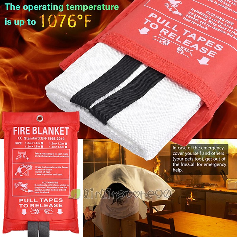 FIRE BLANKET Fiberglass Emergency Home Office Retardant Prepare LARGE 1/1.2/1.5m