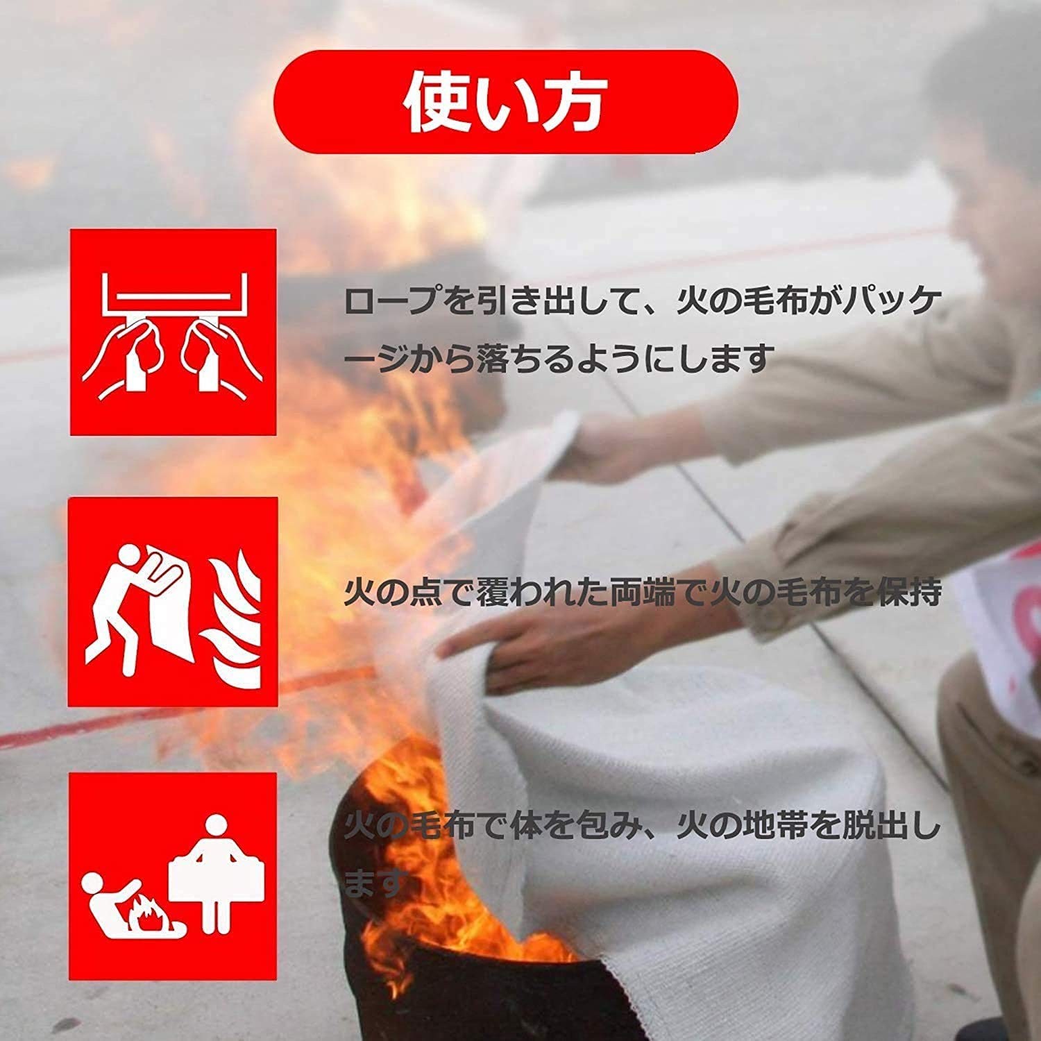 3.9 x 3.9ft Fiberglass Fire Blanket for Surival, Flame Retardant Protection a…