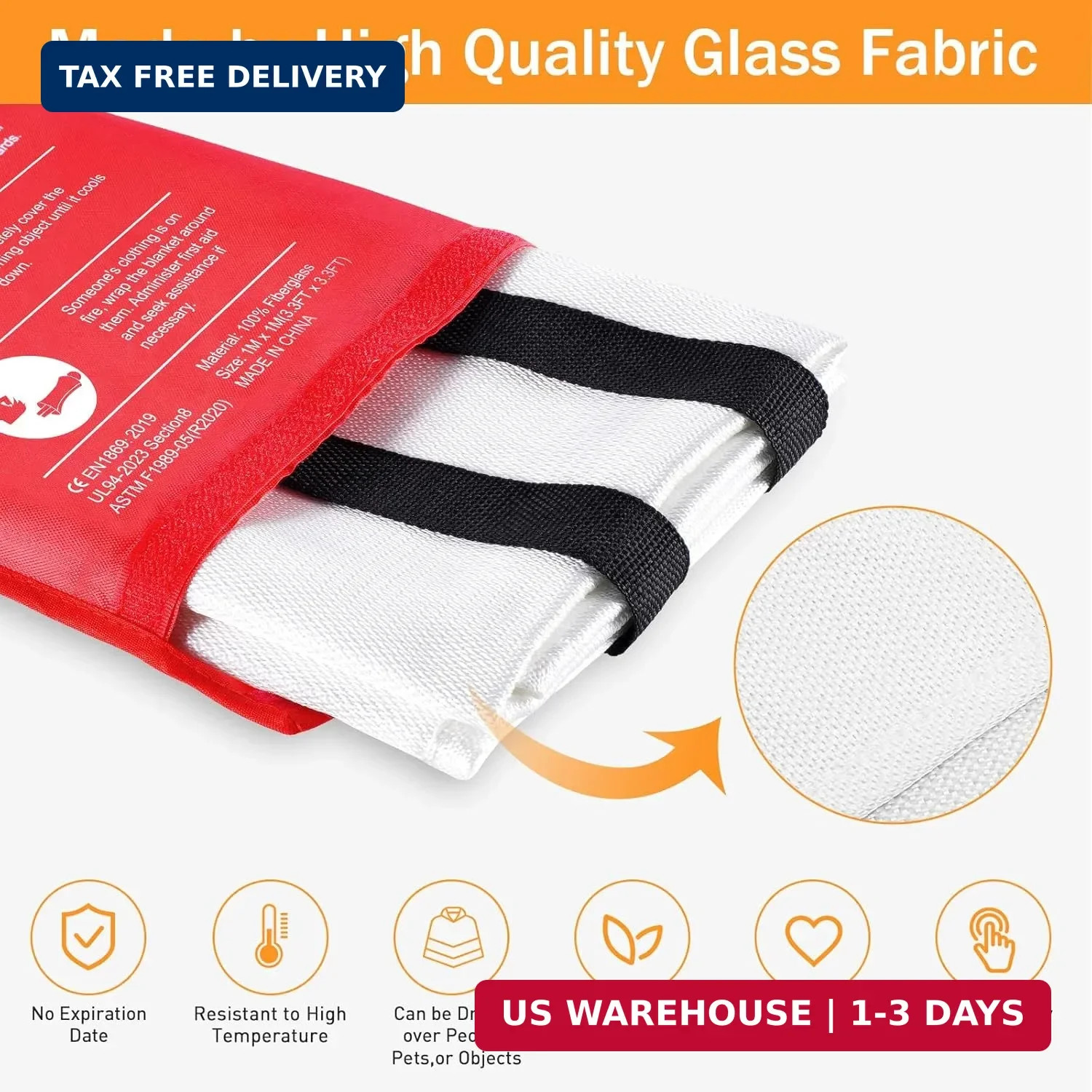 Mondoshop Fire Blankets Emergency for Kitchen Home – Emergency Fire Retardant Bl