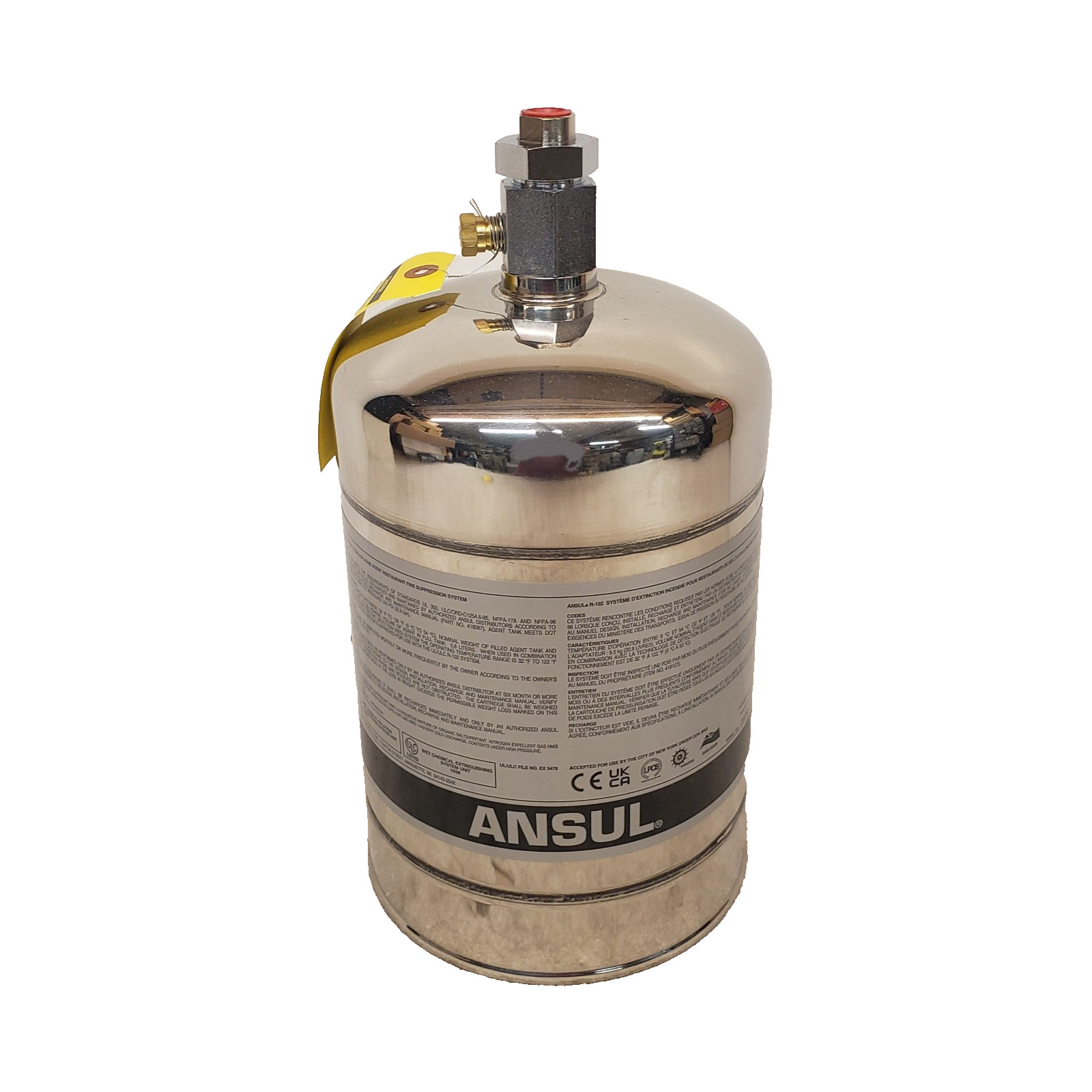 ANSUL R-102 Cylinder 429864 Stainless Steel 1.5-Gallon Fire Extinguisher Tank UL