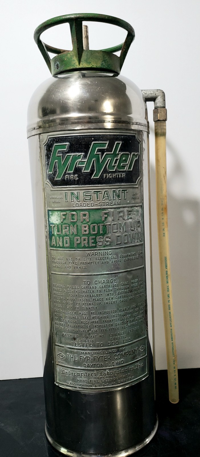 Vintage Fyr-Fyter Stainless Steel Fire Extinguisher Empty