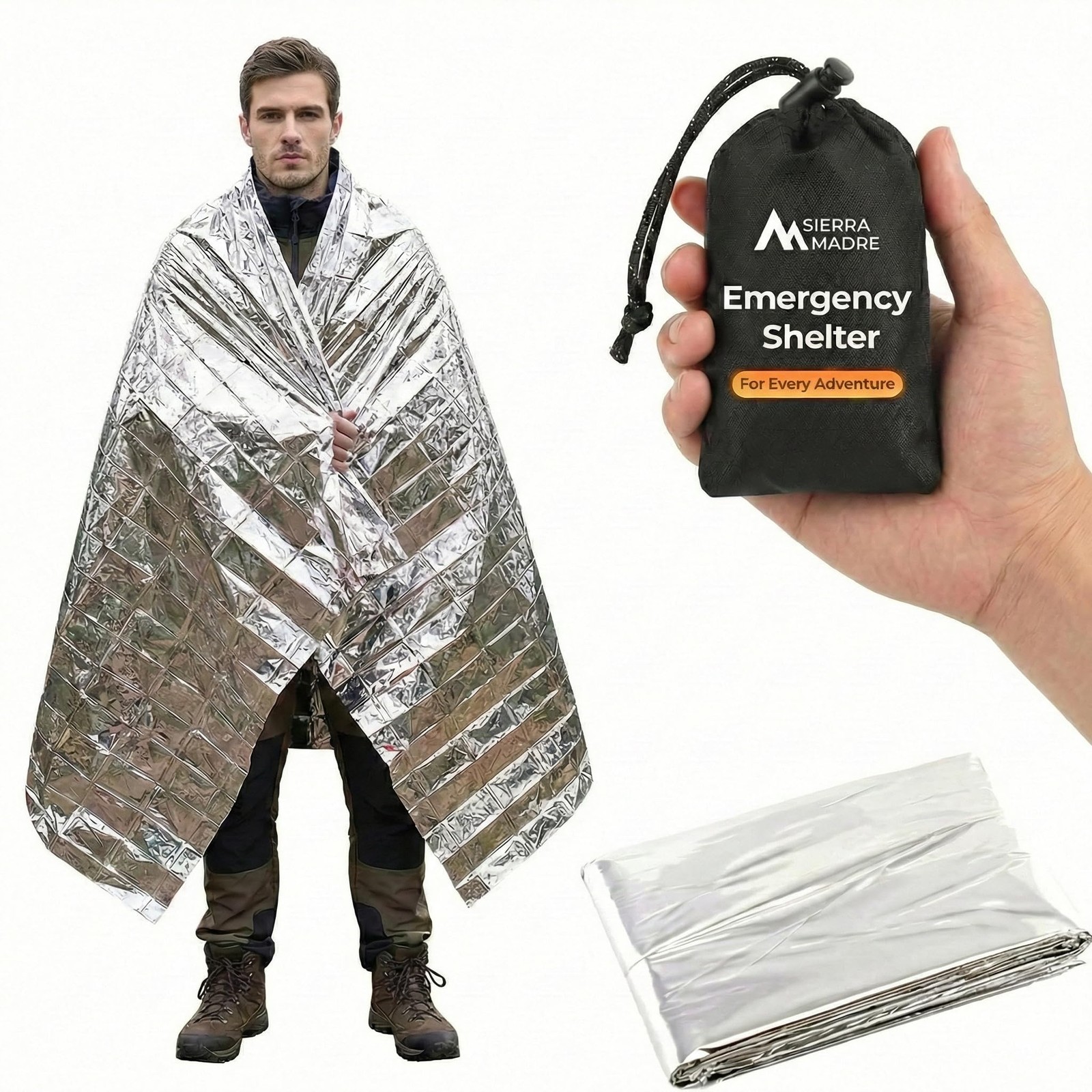 Emergency Mylar Thermal Space Blanket Waterproof Retains 90% Body Heat Pack of 1