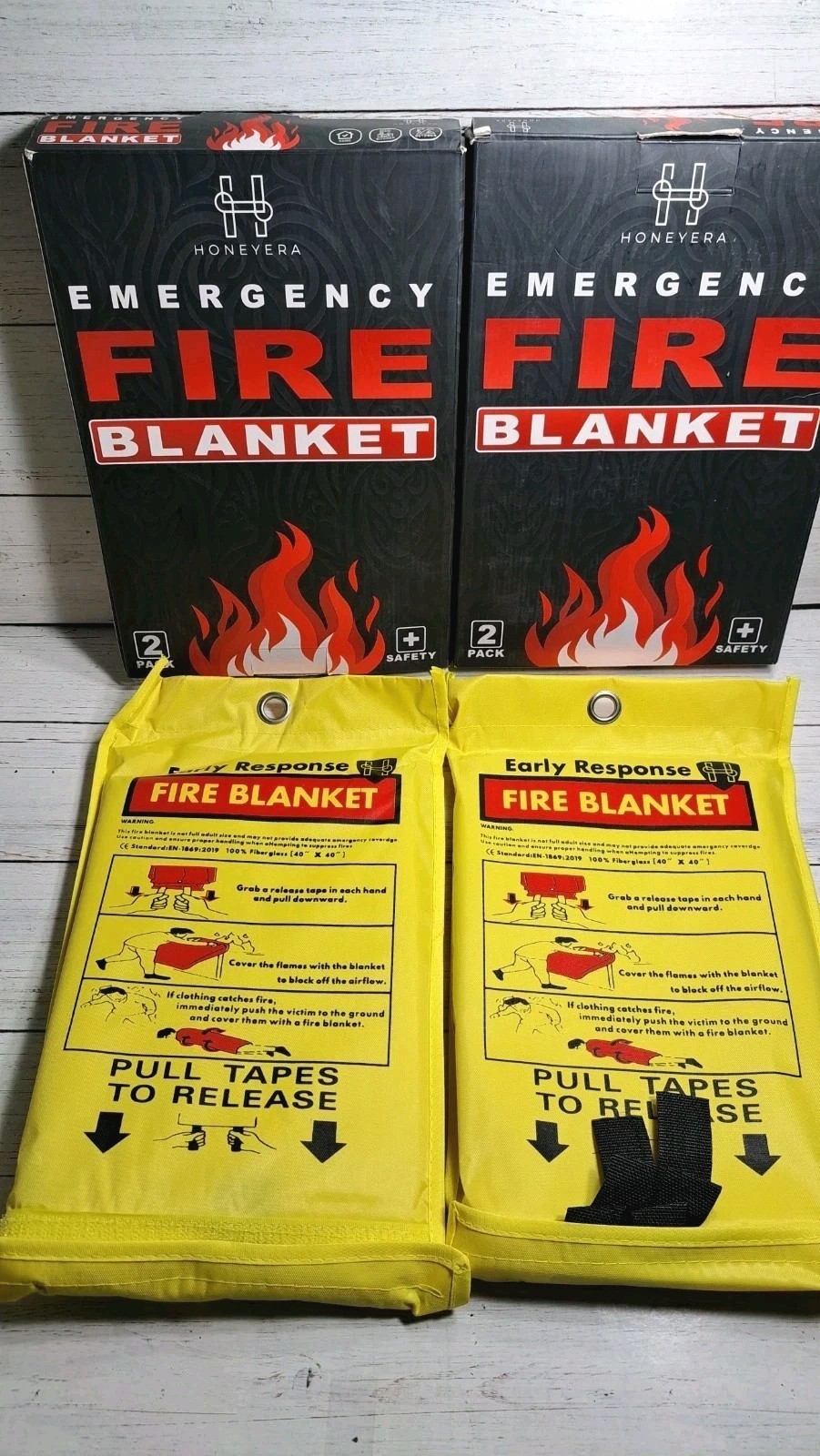 Emergency Fire Blankets 4 Pack Easy to Use for Fire Suppression Fiberglass