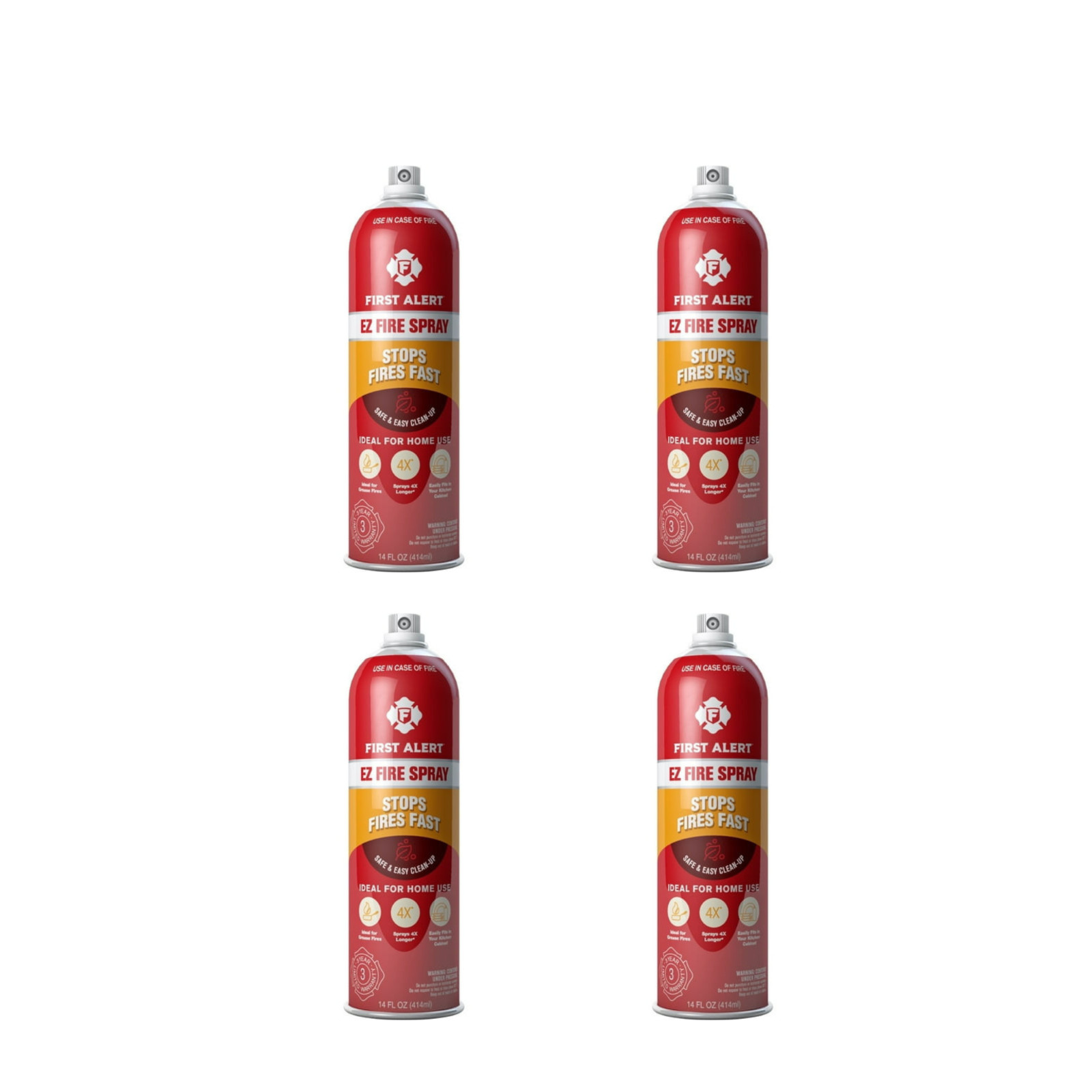 EZ Fire Spray Fire Extinguisher Pack of 4 – 14oz Each, Easy Clean-Up & Safety