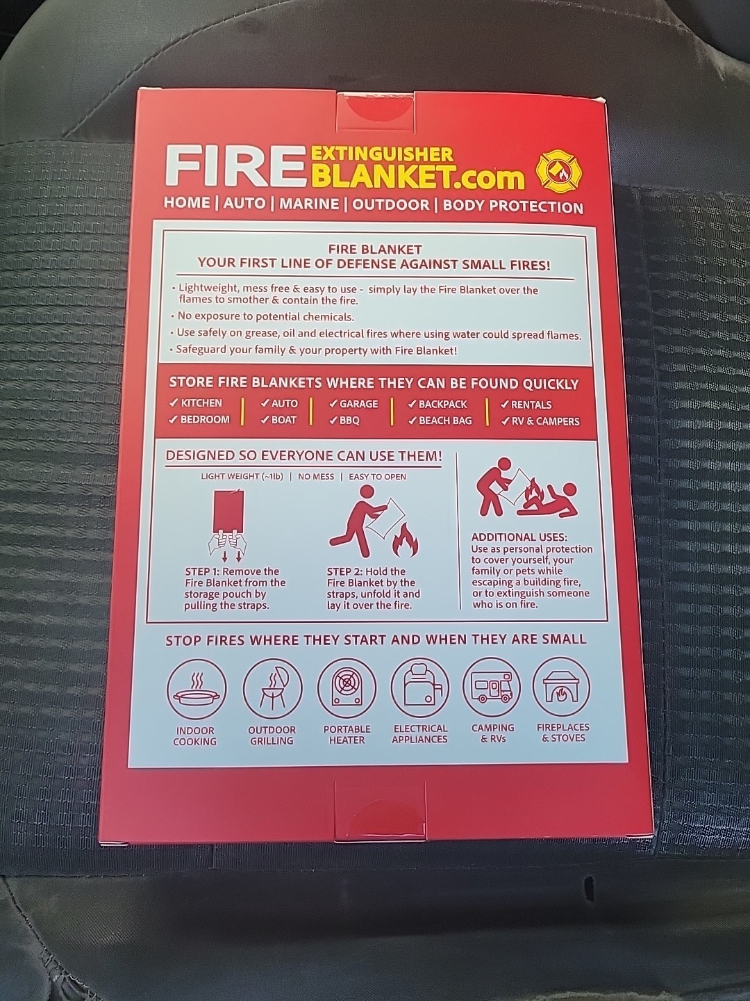 Large Fire Blanket Fireproof For Home Kitchen Office Caravan Emergency Safety