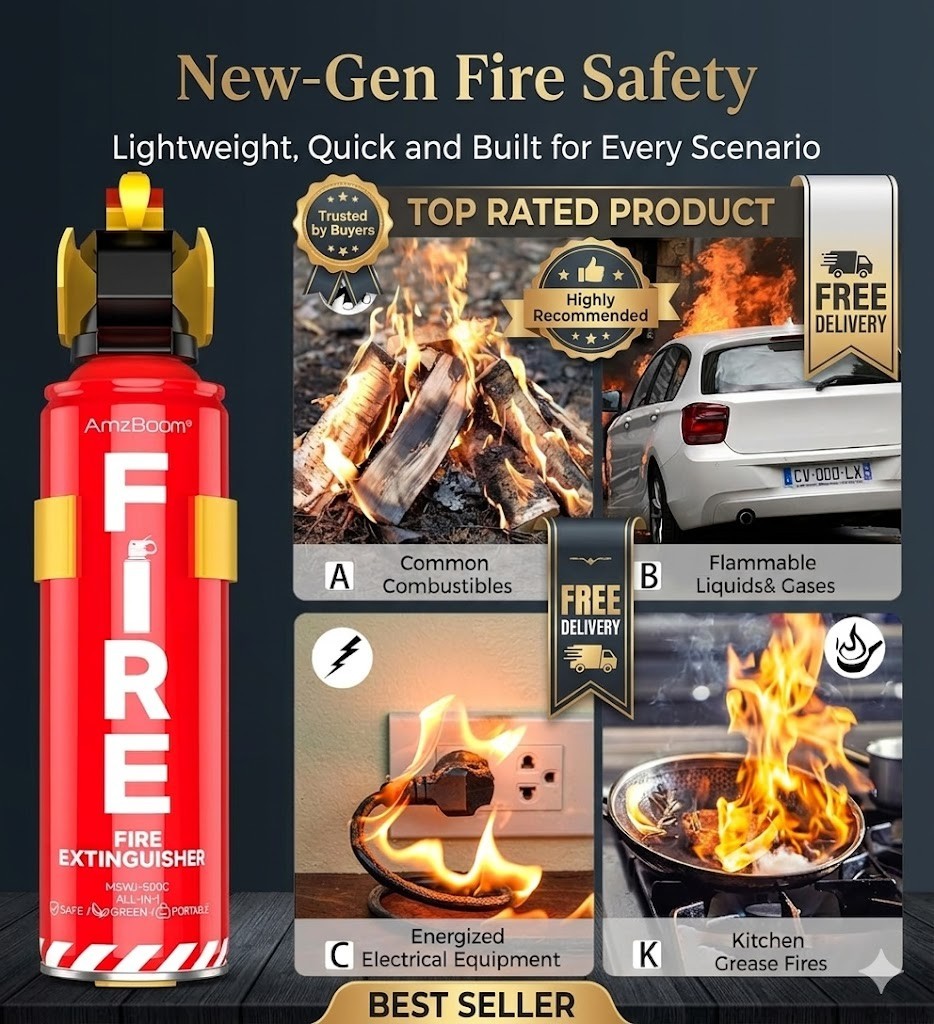 Fire Extinguisher-2-Pack – 4 In 1 with Mount Fire Extinguishers for House/Car