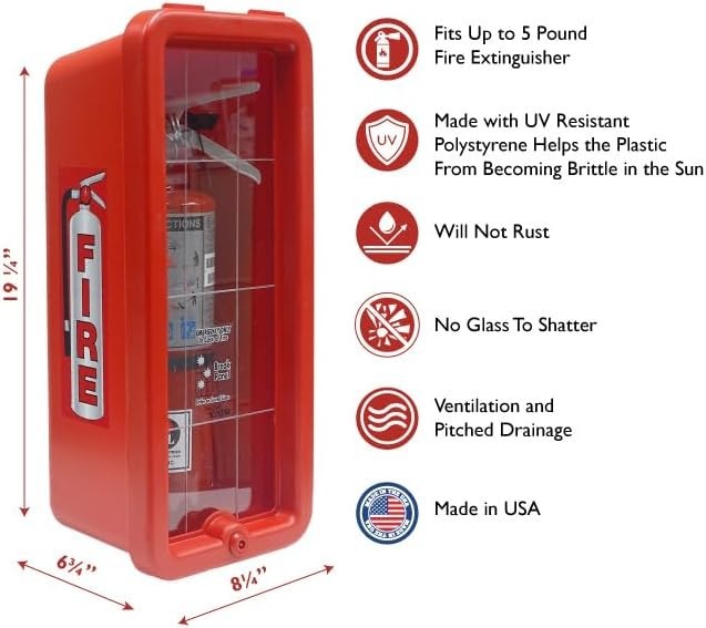 Cato 10551-H Red Plastic Chief Fire Extinguisher Cabinet for 2.5 + 5 lb + Hammer