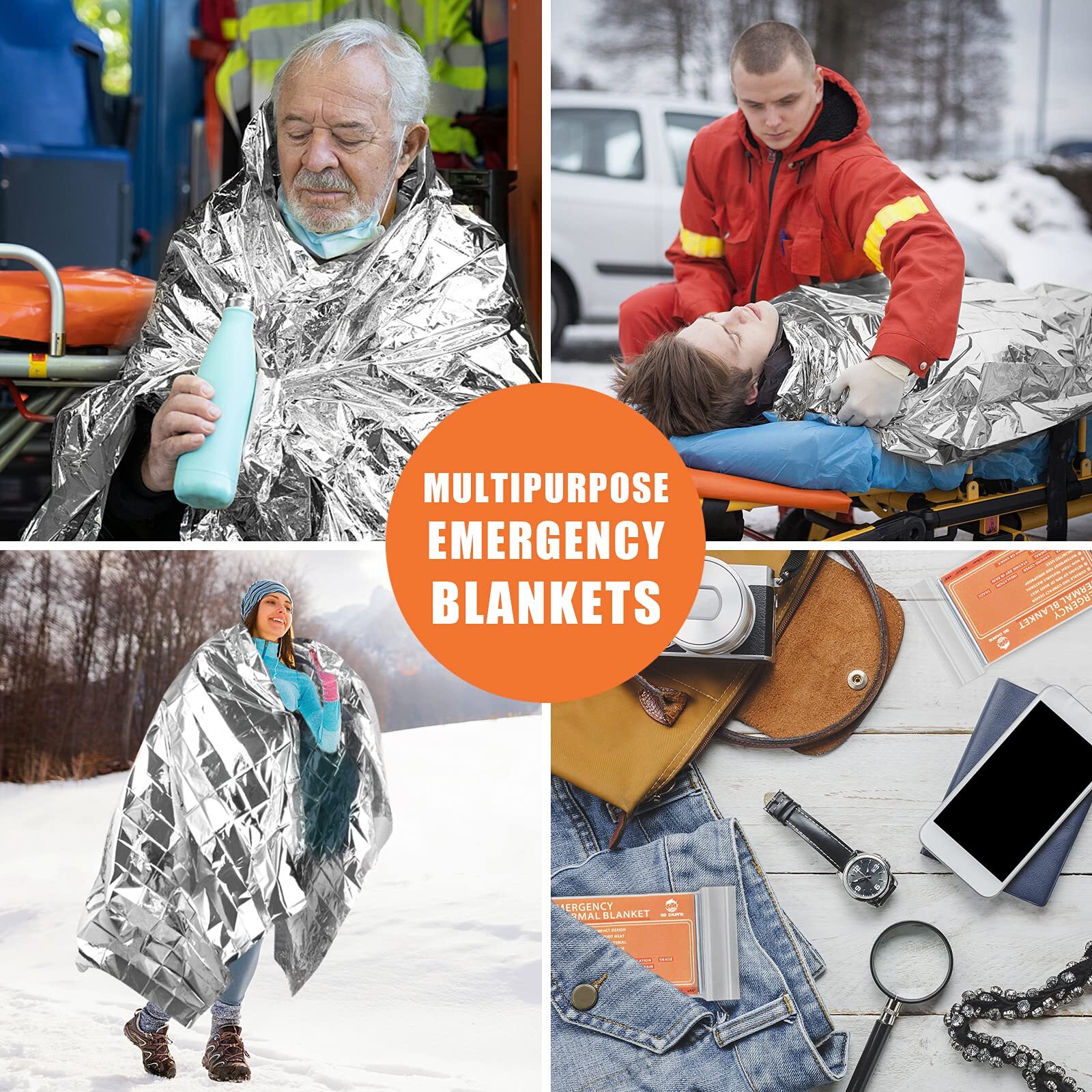 QIO CHUANG Emergency Mylar Thermal Blankets -Space Blanket Survival kit Campi…