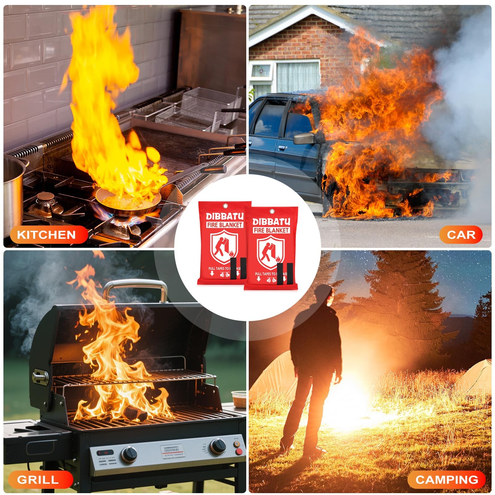 Fire Blanket for Home and Kitchen, Fire Blankets Emergency for Home, Emergenc…
