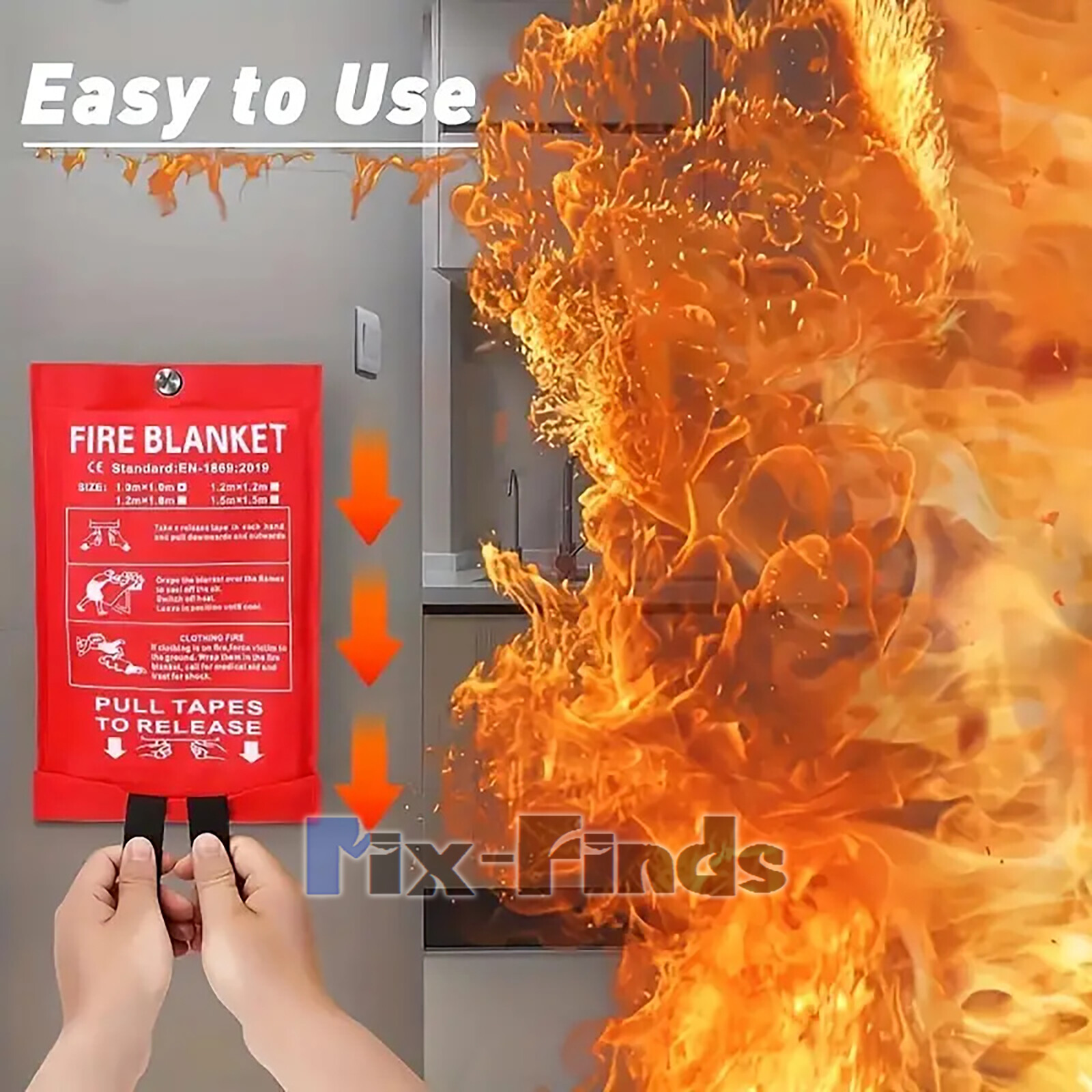Emergency Survival Fire Blanket For Home Kitchen Office Caravan Emergency Safety